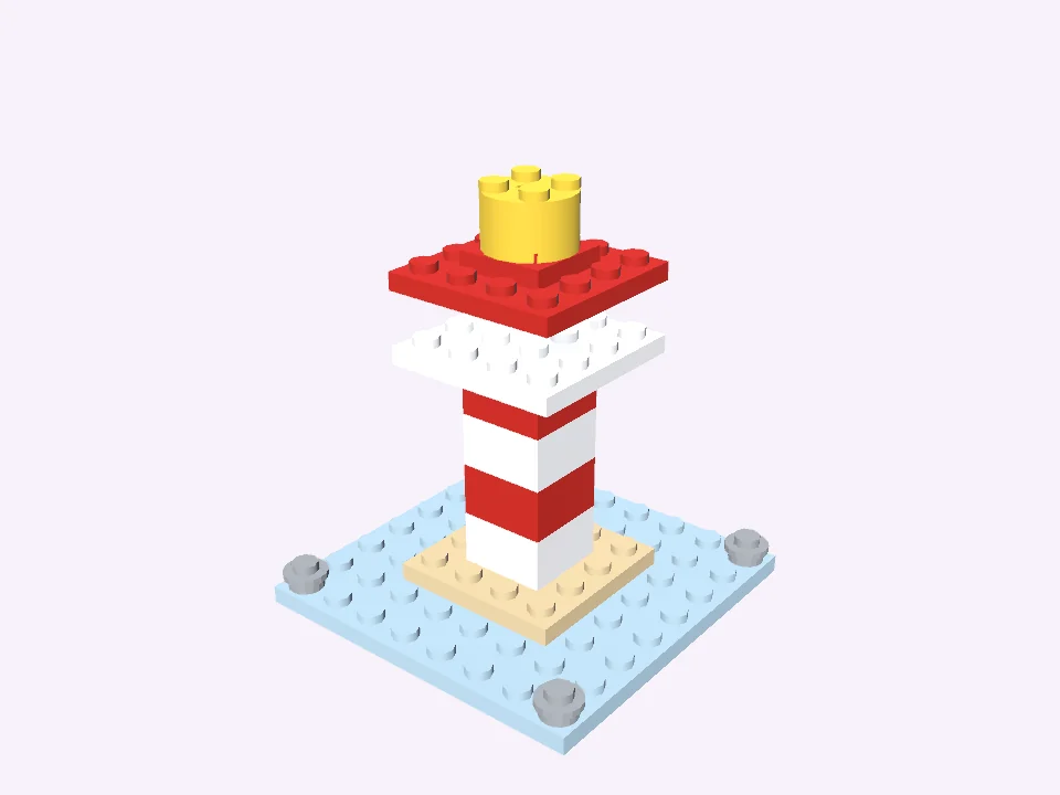 Un piccolo faro costruito liberamente con i mattoncini del gioco, diventando un set di istruzioni in tre passaggi.